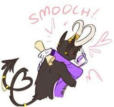 a drawing of a black cat with an e on it's back and the word smooch above it