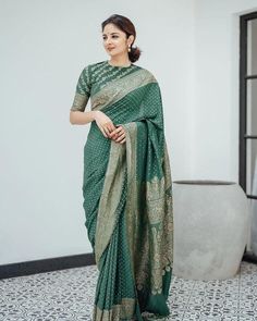 Indian wedding saree blouse for women, banarasi soft lichi silk green saree, fancy zari weaving saree for reception,stylish saree for mother Saree Details:  Saree Color: Green Saree Length: 5.5 Meter Saree Fabric: Banarasi soft lichi silk Saree Work : Pure Golden zari weaving beautiful Jacquard work Blouse Details : Blouse Color: Matching. Blouse Length: 0.8meter Blouse Fabric : Banarasi soft lichi silk Blouse Work : Heavy Brocade blouse. Blouse wear by model is just for modeling purpose only, A Saree For Mother, Saree For Reception, Exclusive Saree Blouse Designs, Indian Wedding Saree, Saree Fancy, Stylish Saree, Simple Saree Designs, Latest Blouse Designs Pattern, Sari Design