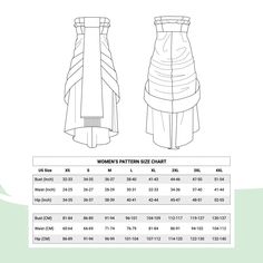 the size chart for women's satinen dress