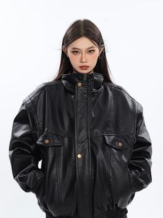 Size(cm) Length Bust Shoulder Sleeve M 65 134 61 56 L 66 138 62 57 XL 67 142 63 58 Brand: other/other Size: M L XL style: street Clothing placket: zipper color: black Year/Season: Winter 2022 Sleeve length: long sleeve Style: regular Clothing version: loose type Material composition: other materials Street Clothing, Unisex Clothes, Pu Leather Jacket, Flowing Dresses, Vintage Leather Jacket, Winter 2022, Street Outfit, Art Poses, Leather Jackets Women