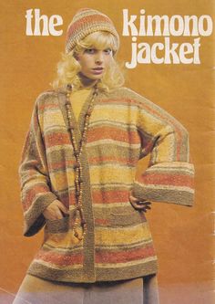 ENGLISH LANGUAGE ONLY This item is a vintage knitting pattern for a super amazing retro kimono jacket from back in the 1970s. The knitting pattern includes instructions for the kimono jacket, a hat and a loopy boa scarf. The pattern is a design from Stitchcraft in 1975. Language of our knitting patterns: ENGLISH only.   This is a PDF knitting pattern file for you to download - no items will be sent in the post. Awesome for any fans of vintage and retro fashion - knit your own original statement Vintage Knitting Patterns, Retro Mode, Pdf Knitting Pattern, Womens Kimono, Kimono Cardigan, Kimono Jacket, Knit Fashion, Vintage Knitting, Mode Vintage