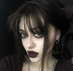 Alt Lipstick Looks, Heavy Black Eye Makeup, Dark Victorian Makeup, Lazy Goth Makeup, Simple Goth Eye Makeup, Goth Girlfriend Aesthetic, Dark Make Up Looks, Simple Goth Makeup