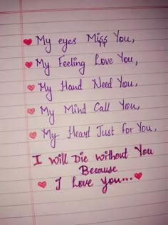 a note written to someone who is in love with her and the words i will die without you