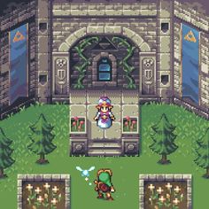 the legend of zelda's castle is shown in this pixel art video game