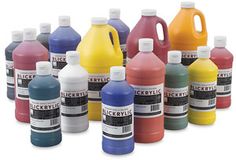 several bottles of ink are shown in this image