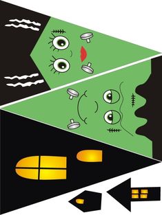 an image of three different faces in the shape of a house with eyes, nose and mouth