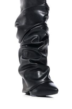 **FINAL SALE - NO EXCHANGES OR RETURNS**  Step out in style with the ZUMMA-Black Wedge Boot. Crafted from luxurious black faux leather, this timeless pointed toe boot features a contemporary ruched fold over silhouette and chic wedge heel. An elegant wardrobe staple, perfect for elevating any look!   Mid Calf Shaft Wedge Heel 14” Shaft Height 17.5" Shaft Circumference 3.75” Heel Height Wedge Boots Outfit, Elegant Wardrobe, Black Wedge Boots, Fold Over Boots, Pretty Shoes Sneakers, Wedge Heel Boots, Azalea Wang, Slouchy Boots, Girly Shoes