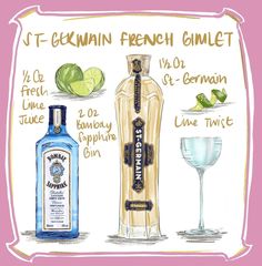 a drawing of different types of alcohol