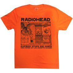 An official licensed unisex tshirt featuring the Radiohead 'Gawps' design motif. This high quality tshirt is available in a orange colourway. Radiohead Gawps Up New T-Shirt 100% Organic Cotton Orange T Shirts, Radiohead, High Quality T Shirts, Unisex Tshirt, New T, Band Tees, Unisex T Shirt, Cotton Tshirt, Types Of Sleeves