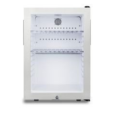 an empty refrigerator with its door open on a white background and no one in it