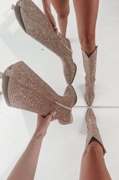 Rodeo Outfits With Sparkly Boots, Over The Knee Cowgirl Boots, Bedazzled Cowgirl Boots, Sequin Cowboy Boots Outfit, Boots And Bling Party Outfit Classy, Sparkle Cowboy Boots Outfit, Rhinestone Cowboy Boots Outfit, Sparkly Cowgirl Boots Outfit, Sparkly Cowboy Boots Outfit