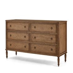 a wooden dresser with six drawers