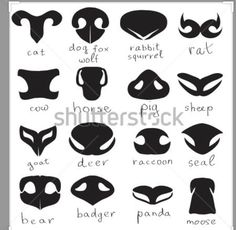 an image of different types of alien masks and their names in black on white background