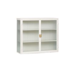 a white bookcase with two doors on each side