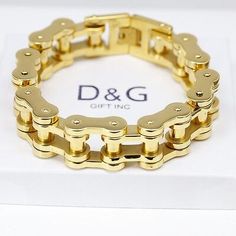 Great Shopping DG Men's 8.75 Stainless Steel,Motorcycle 16mm Chain Bracelet Gold plated,BOX, Jewelry & Watches Bike Chain Bracelet, Cool Bike Accessories, Bicycle Maintenance, Bracelet Box, Link Chain Bracelet, Bike Chain, Gold Bracelet Chain, Motorcycle Bike, Mens Jewelry Bracelet