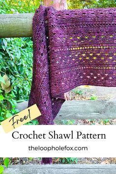 the crochet shawl pattern is shown with text overlay