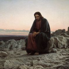 Christ in the Desert by Ivan Kramskoi-VARPDX56756 Image 1 Ancient Roman Paintings, Crucifixion Of Jesus Art, Extraordinary Paintings, Christian Art Painting, Middle Ages Art, Roman Catholic Art, Roman Painting, Christian Painting, Biblical Artwork