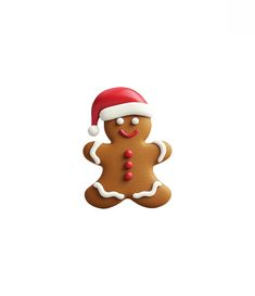 a gingerbread man wearing a santa hat