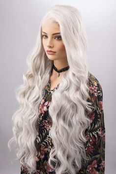 Pearl White Wig Silver Gray Lace Front Wig 13 X 4 - Etsy Croatia Silver Lace Front Wig, Silver Lace Front, Gray Texture, White Wig, Top Wig, Wavy Wig, Silver Lace, Mother Of Dragons, Blonde Wig