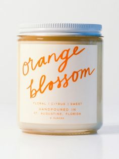 orange blossom candle Cute Candle Labels, Aesthetic Candle Label, Serenity Core, Cute Candles Aesthetic, Candle Marketing, Small Business Candle, Luxury Candles Packaging, Housewarming Ideas, Leo Energy