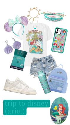 the little mermaid costume is shown with other items and accessories to wear on her body