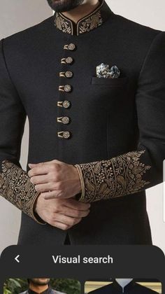 Wedding Sherwani For Men, Black Sherwani, Man Dress Design, Indian Wedding Clothes For Men, Terno Slim, Wedding Kurta For Men, Ethereal Elegance