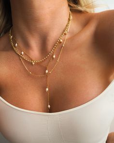 Double Layer Gold Plated Stainless Steel Ball Chain Necklace Length of Necklace (first chain): approx. 15 inches (plus 2 inch extension chain) Length of Necklace (second chain): approx. 17 inches (plus 2 inch extension chain) Jewelry Goals, Pinterest Jewelry, Two Necklaces, Jewelry Tattoo, Jewelry Accessories Ideas, Ball Chain Necklace, Necklace Chain Lengths, White Freshwater Pearl, Layered Jewelry