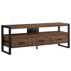 an entertainment center with two drawers and one shelf