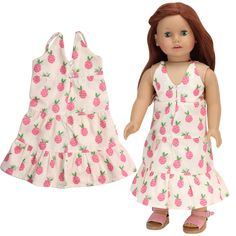 INCLUDED: One ivory maxi dress with pink pineapple print for 18 inch dolls. QUALITY DETAILS: This smocked maxi dress features a V-neck line with two center buttons, spaghetti straps and four tiers with a gathered flare hemline. EASY DRESSING: The slip on dress allows for a quick change to keep the fun going. CLASSIC STYLE: This dress is perfect for the mature doll collector, or young child looking to dress up their favorite doll. SIZED FOR 18" DOLLS: This set is perfect for Sophia's dolls, Ameri Print Maxi Dress Outfit, Stylish Closet, Ivory Maxi Dress, Generation Dolls, Smocked Maxi Dress, Pink Pineapple, Maxi Dress Outfit, Our Generation Dolls, Slip On Dress