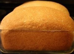 a loaf of bread sitting in an oven