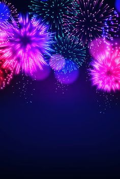 fireworks are lit up in the night sky with bright colors and sparkles on them