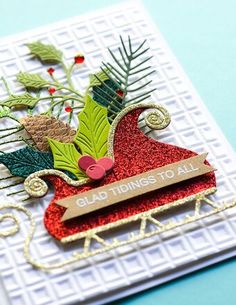 a close up of a christmas card on a table