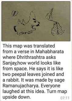 the text is written in black and white on a piece of paper that says, this map was translated from a verse in maha