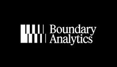 the boundary logo on a black background with white letters that read boundary, and an arrow