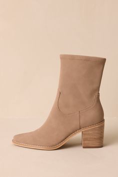 Strut your stuff in these stylish taupe ankle boots! Perfect for any occasion, they'll have you stepping out in style. With a comfortable fit and sleek design, you'll be the envy of all your friends. Show off your fashion sense with these must-have boots. These taupe boots feature a pointed toe, a platform heel, a discrete side zipper and a tan sole.  Heel Measures: 3" Vegan-friendly, man-made materials Non-skid sole Imported True To Size Taupe Ankle Boots, Taupe Boots, Preppy Girls, Going Out Looks, Corporate Chic, Concert Looks, Cardigan Crop, Dress Bra, Friends Show