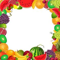 a frame made up of various fruits and vegetables