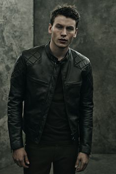 Achieve rugged elegance with the Stannard jacket and Harpton denim Unique Leather Jacket, Leather Fashion Men, Barbour Style, Mens Fashion Magazine, Mens Leather Clothing, Mens Fashion Rugged, Leather Jacket Outfits, Leather Jacket Black, David Beckham