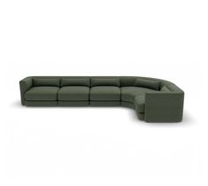 the sectional sofa is made out of green fabric