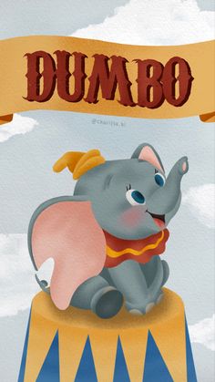 an elephant sitting on top of a circus tent with the word dumbo above it