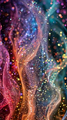 an abstract background with colorful lights and bubbles