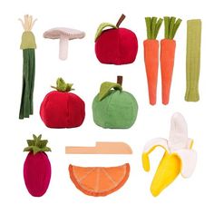 an assortment of fruits and vegetables on a white background