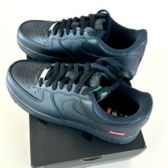 Supreme X Nike Air Force One Black Size 7 Men’s Shoe- Brand New Unisex Sneaker Nike Air Force 1 X Supreme Collectors Item No Returns Smoke Free Home Supreme X Nike, Supreme Shoes, Sneaker Nike, Nike Air Force One, Air Force One, Nike Air Force Ones, Force One, Air Force Ones, Nike Air Force 1