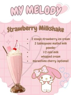 a poster with information about strawberry milkshake