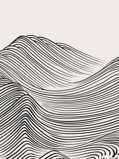 a black and white drawing of wavy lines