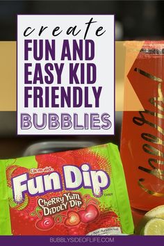 the fun and easy kid friendly bubbles drink is ready to be filled with flavored candy