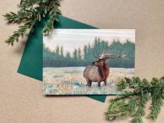 Elk card, for the lover of wildlife The Lover, Blank Greeting Cards, Animal Paintings, Blank Cards, Gift Registry, Elk, Stuff To Do, Envelope, Greeting Cards