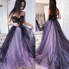 Wedding Gowns With Veil, Black Wedding Dress Gothic, Purple Wedding Dress, Purple Prom, Gothic Wedding Dress, Lace Party Dresses, Wedding Dresses Strapless, Pink Prom Dresses, Black Wedding Dresses