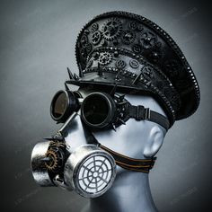 Introducing The Ultimate Steampunk Costume Accessory - The Breathtakingly Beautiful Set Of Steampunk Respirator Gas Mask And Top Hat! Perfectly Crafted To Match Each Other, This Set Is The Ultimate Choice For Anyone Looking To Make A Statement At Their Next Halloween Party, Burning Man Event, Or Steampunk Gathering. The Steampunk Respirator Gas Mask Is A True Work Of Art, Featuring Intricate Details And A Stunning Design That Will Leave Everyone In Awe. Made From High-Quality Materials, And Hand Steampunk Goggles, Steampunk Captain, Steampunk Hat, Steampunk Gas Mask, Captain Cap, Steampunk Party, Party Face Masks, Steampunk Top Hat, Steampunk Mask