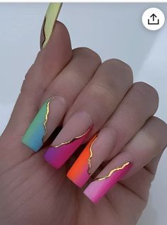 Bright Summer Acrylic Nails, Tie Dye Nails, Short Acrylic Nails Designs, Rainbow Nails, Neutral Design, Coffin Nails Designs, Pretty Acrylic Nails