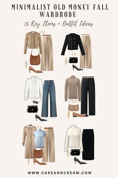 Old Money Fashion Capsule, Old Money Closet Staples, Old Money Aesthetic Capsule Wardrobe, Old Money Fall Wardrobe, Old Money Fall Capsule 2024, Wide Leg Pant Outfit, Classy Lifestyle, Plain White Shirt